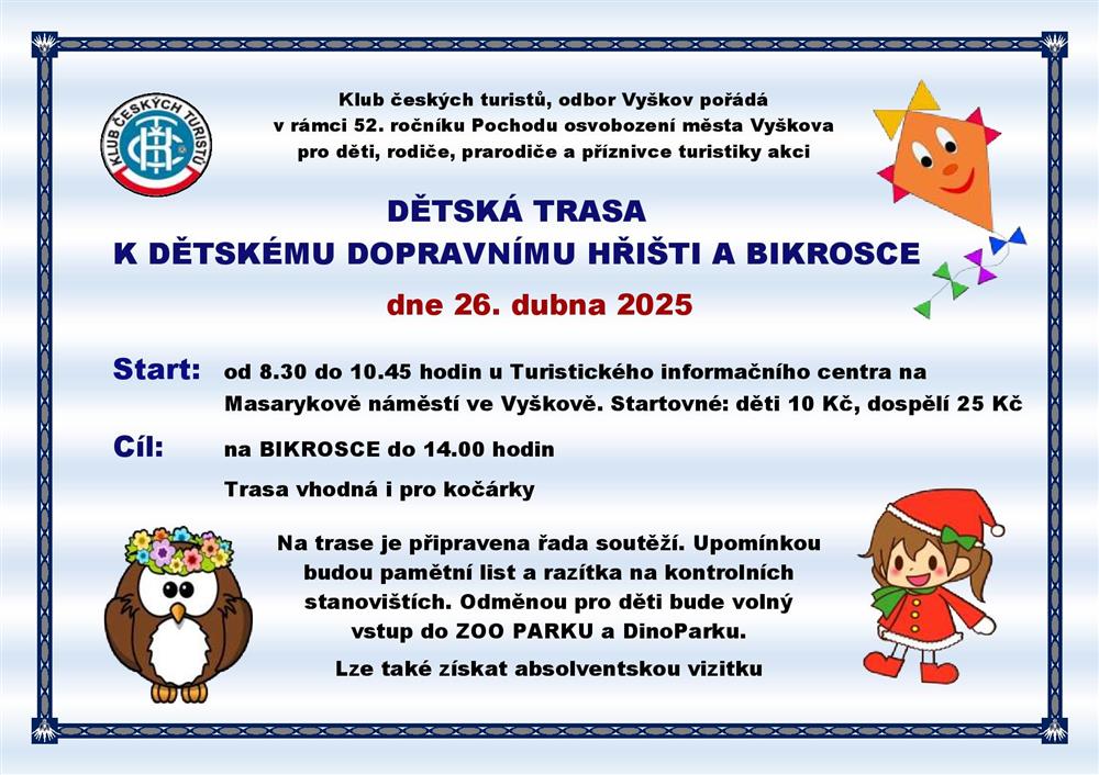 Dětská trasa k dětskému dopravnímu hřišti a bikrosce
