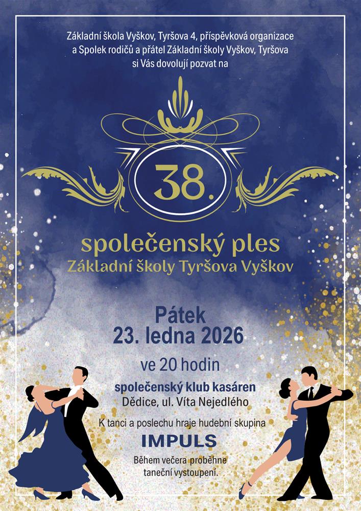 38. společenský ples Základní školy Tyršova Vyškov