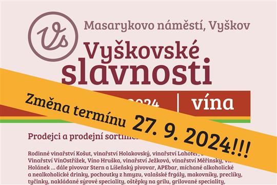 Slavnosti vína: kvůli nepřízni počasí se akce přesouvá na 27. září